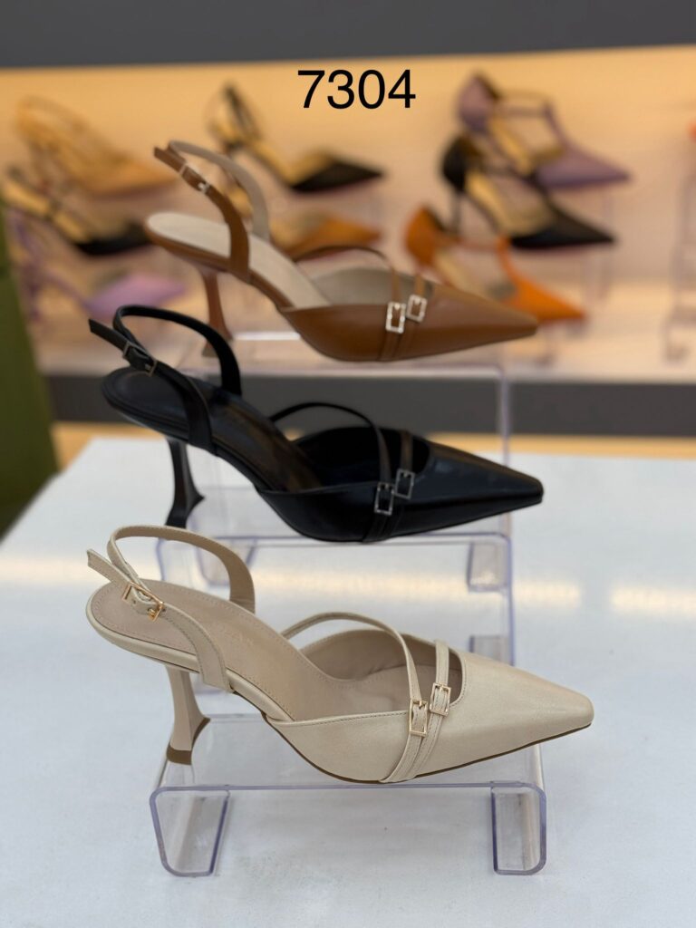 Mat Deri Görünümlü Slingback Stiletto